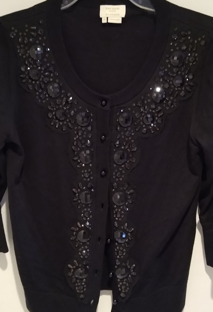 Kate spade beaded black cardigan sweater